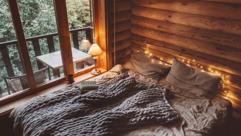 cozy cabin in winter